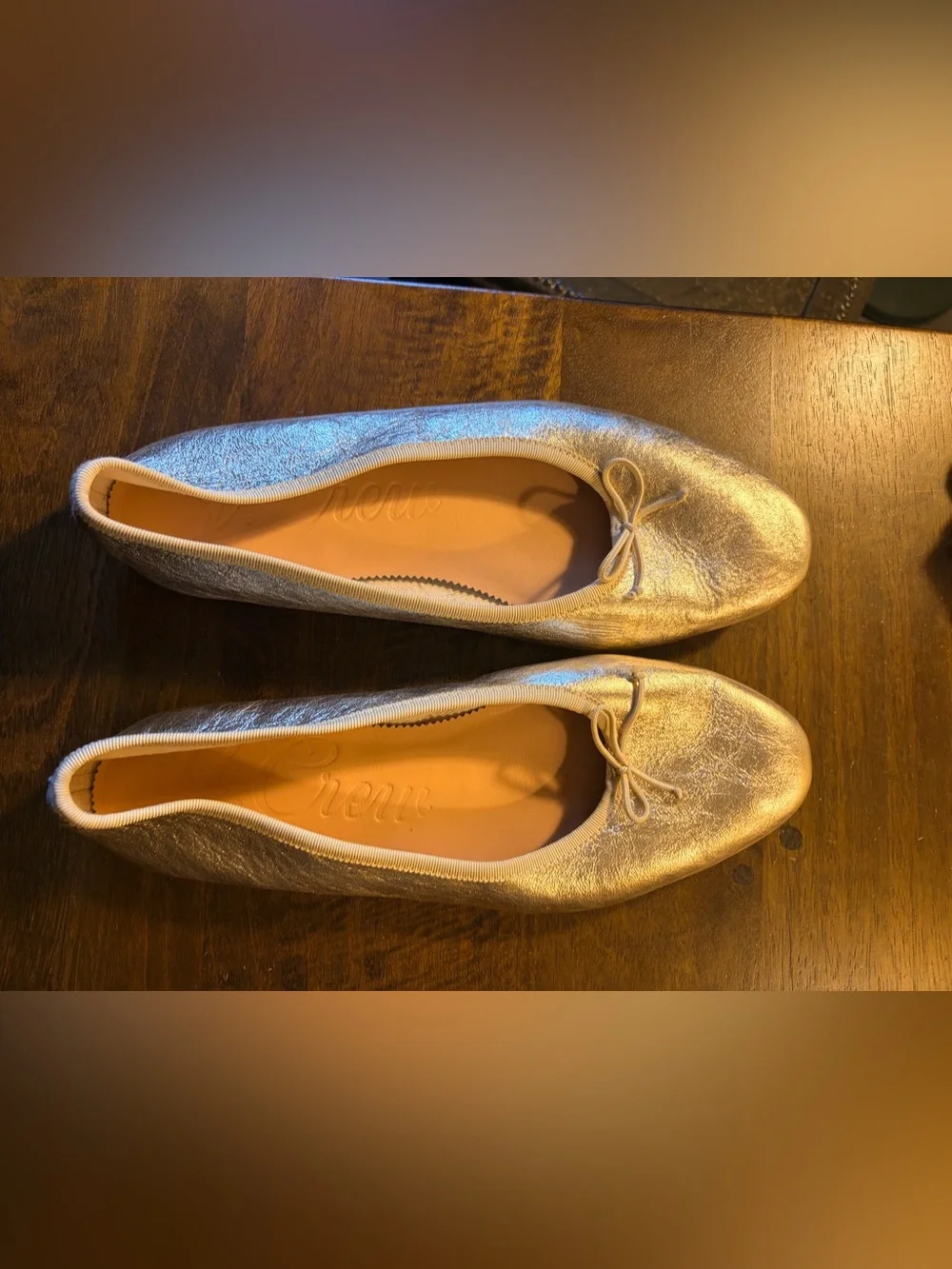 J Crew gold leather ballet flats size 10